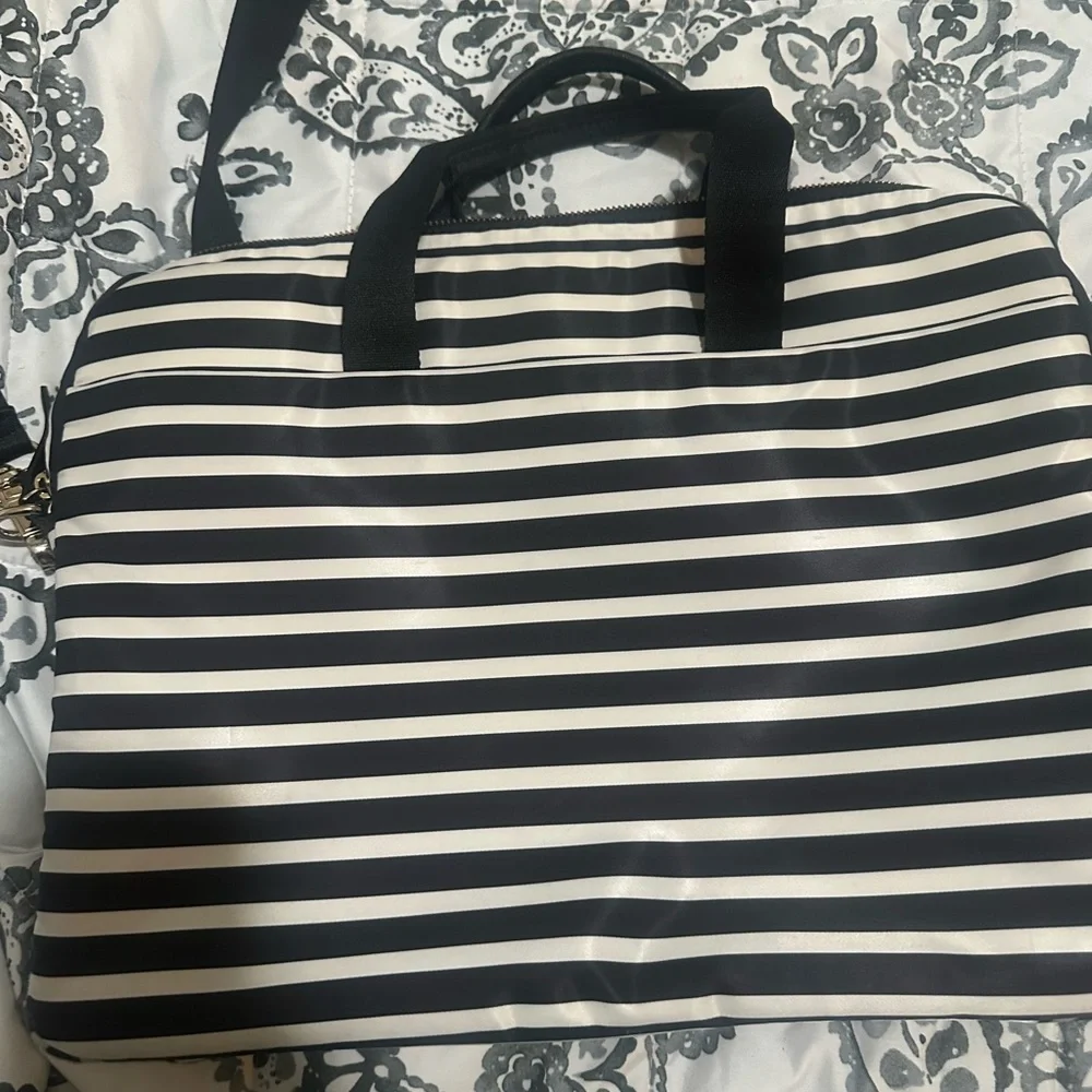 Kate Spade Black & White Striped laptop bag